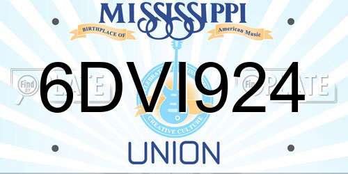 6DVI924 Mississippi License Plate