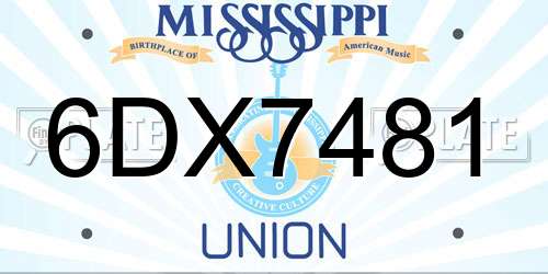 6DX7481 Mississippi License Plate