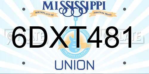 6DXT481 Mississippi License Plate