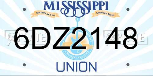 6DZ2148 Mississippi License Plate