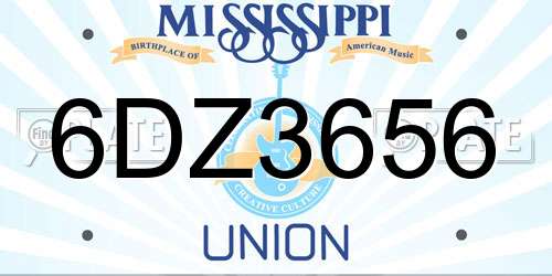 6DZ3656 Mississippi License Plate