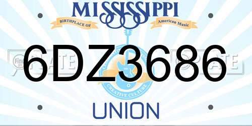 6DZ3686 Mississippi License Plate