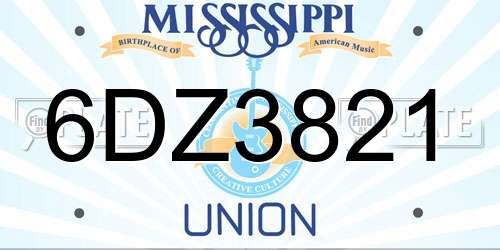 6DZ3821 Mississippi License Plate