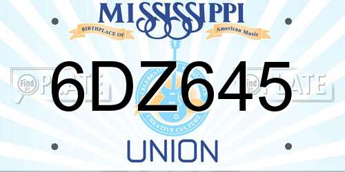 6DZ645 Mississippi License Plate