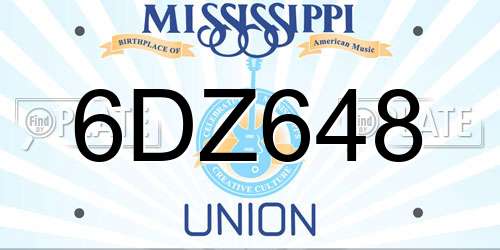 6DZ648 Mississippi License Plate