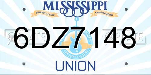 6DZ7148 Mississippi License Plate