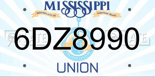 6DZ8990 Mississippi License Plate