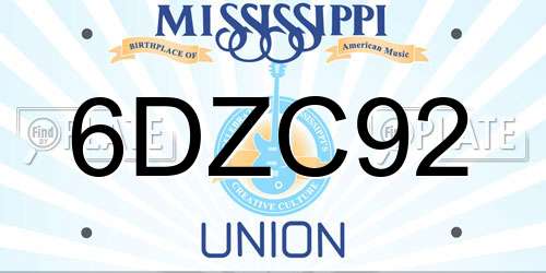 6DZC92 Mississippi License Plate
