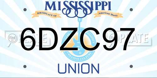 6DZC97 Mississippi License Plate