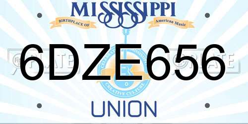 6DZE656 Mississippi License Plate