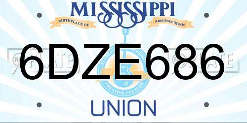 6DZE686 Mississippi License Plate