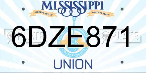 6DZE871 Mississippi License Plate