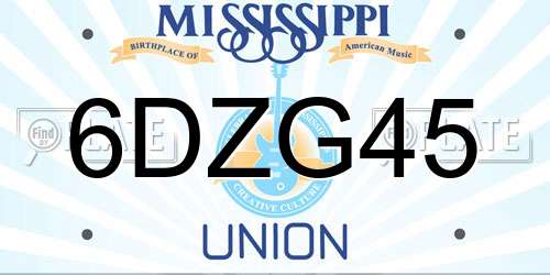 6DZG45 Mississippi License Plate