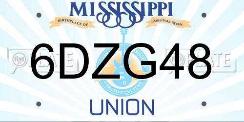 6DZG48 Mississippi License Plate