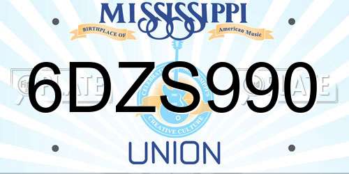 6DZS990 Mississippi License Plate