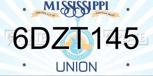 6DZT145 Mississippi License Plate