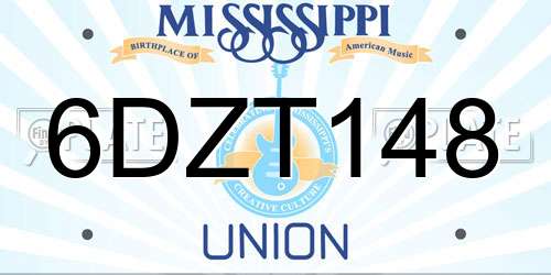 6DZT148 Mississippi License Plate