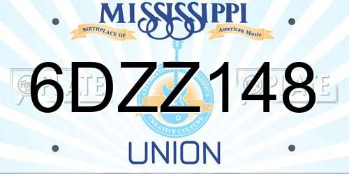 6DZZ148 Mississippi License Plate