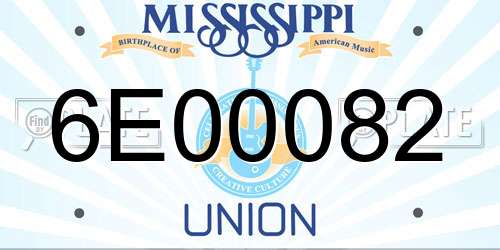 6E00082 Mississippi License Plate