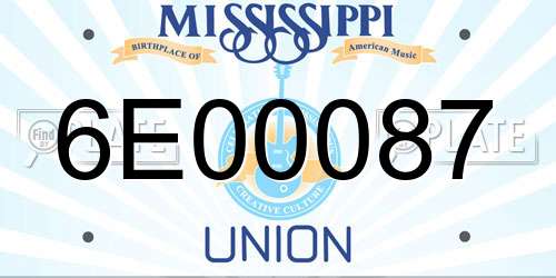 6E00087 Mississippi License Plate
