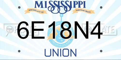 6E18N4 Mississippi License Plate