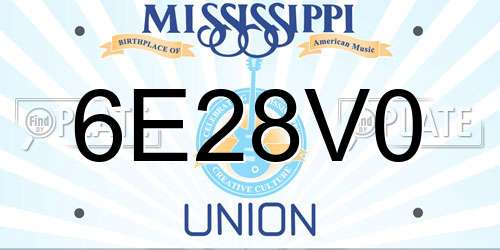 6E28V0 Mississippi License Plate