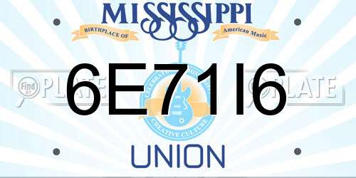 6E71I6 Mississippi License Plate