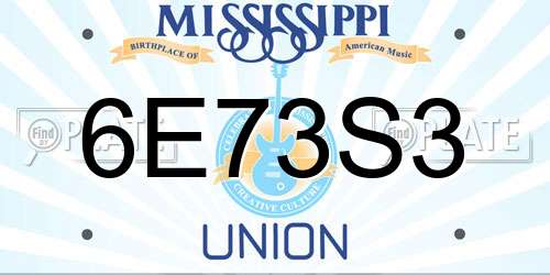 6E73S3 Mississippi License Plate