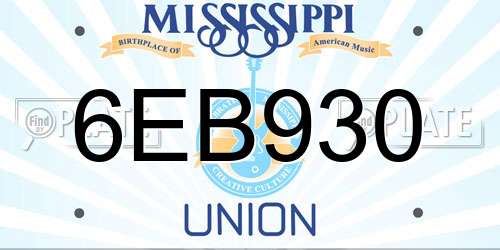 6EB930 Mississippi License Plate