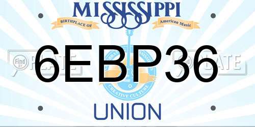 6EBP36 Mississippi License Plate