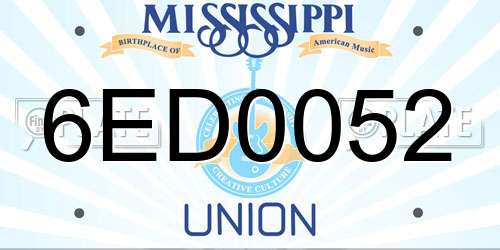 6ED0052 Mississippi License Plate