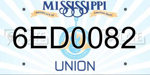 6ED0082 Mississippi License Plate