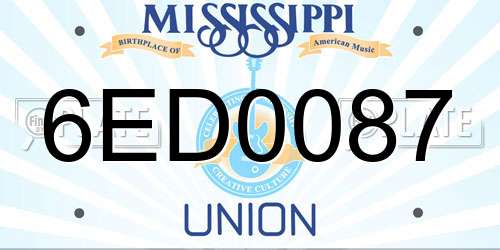 6ED0087 Mississippi License Plate