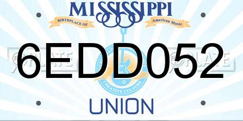 6EDD052 Mississippi License Plate