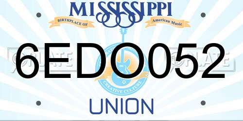 6EDO052 Mississippi License Plate