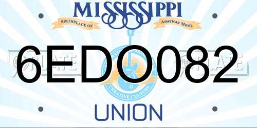 6EDO082 Mississippi License Plate