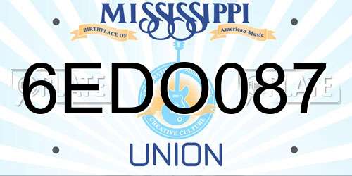 6EDO087 Mississippi License Plate