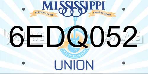 6EDQ052 Mississippi License Plate