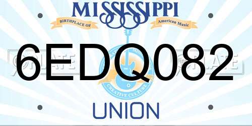 6EDQ082 Mississippi License Plate
