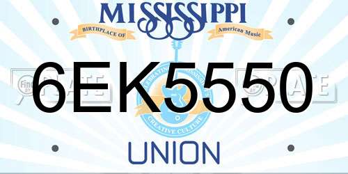 6EK5550 Mississippi License Plate