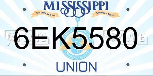 6EK5580 Mississippi License Plate