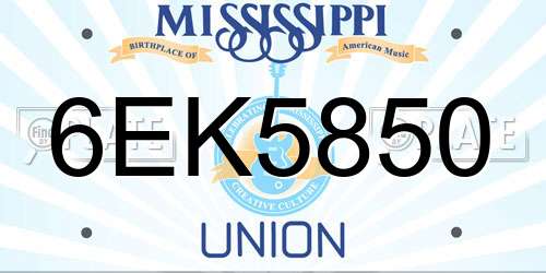 6EK5850 Mississippi License Plate
