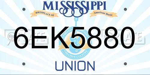 6EK5880 Mississippi License Plate