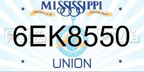 6EK8550 Mississippi License Plate