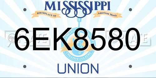 6EK8580 Mississippi License Plate