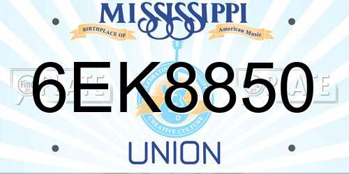 6EK8850 Mississippi License Plate