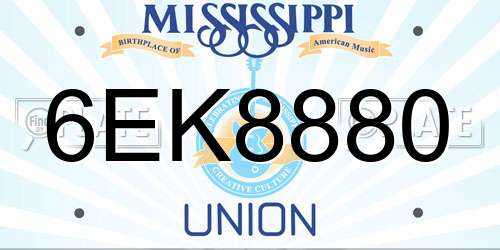 6EK8880 Mississippi License Plate