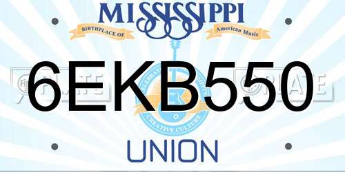 6EKB550 Mississippi License Plate