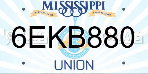 6EKB880 Mississippi License Plate
