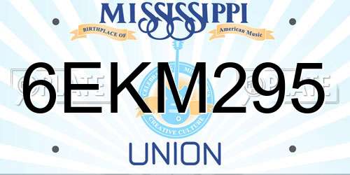 6EKM295 Mississippi License Plate